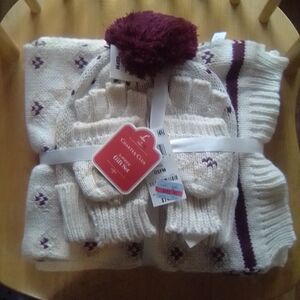 Charter Club Cream and Purple Knit Set